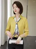 Bluzki damskie Kobiety żółta profesjonalna koszula Spring i jesienne długie rękaw białe szyfonowe biuro biura damskie ubrania mody 2023