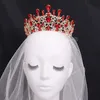 Barokowy niebieski kryształ pełny tiars korona dla kobiet mężczyzn dziewcząt ślub luksusowa panna młoda królowa nałogowa mostka