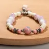 Strand Single-Layer Pink Vintage Ceramic Armband med Elastic Cord-handgjorda kvinnors smycken Tillbehör Z800