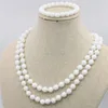 Ensemble de collier et boucles d'oreilles en perles Tridacna blanches naturelles de 8mm, ensembles de bracelets pour femmes et filles, cadeaux de noël, bricolage, fabrication de bijoux à la mode, pierres précieuses
