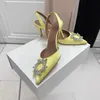 damessandalen Designer Hakken Waterboor zonnebloemgesp Fashion Party Bruiloft Puntige Toe Pumps comfortabele Koeienhuid sexy trouwjurk Damesschoenen met