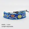 Charm Bracelets Handmade Bohemian Woven Friendship Ethnic Flower Pattern Women Adjustable Braided Friend Bracelet Gift