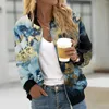 Vestes pour femmes Harajuku Zip up Jacket for Women 2023 Stand Collar Bomber Outwear Ladies Casual Floral imprimed Coats Streetwear Chaquetas