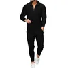 Men's Tracksuits Polo Shirt Long-sleeved Lapel T-shirt Summer Spring Suit Fitted Top Pullover Business Straight Style Mid-waist Trousers