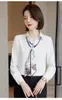 Camicette da donna Camicia professionale gialla da donna Primavera e autunno Manica lunga Camicetta da ufficio in chiffon bianco Abbigliamento donna Top moda 2023