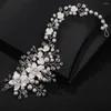 Grampos de cabelo noiva bandana pérola floral jóias feminino casamento banda artesanal cristal cerâmica flores headbands decoração