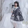 Ubranie etniczne 2023 Gotycka lolita codzienna sukienka miękka siostra japońska op-let-sleeved Victorian Kawaii Sweet Cute F2858
