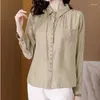 Women's Blouses Fashion Female Elegant Soft Thin Khaki Turn Down Collar Casual Shirt Office Ladies Blouse Spring For Women B226