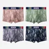 4 paires de sous-vêtements pour hommes en soie glacée grande taille été respirant boxers à séchage rapide adulte sexy taille moyenne boxer tête homme