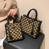 Purses 90% Off Large Capacity Bag for Women's Fall New Leisure Commuter Tote Fashion Contrast Color Checkered One Shoulder Crossbody