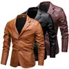 Hommes en cuir Faux hommes Vintage moto veste 2023 mode poche automne mâle coupe-vent hiver vestes polaire manteaux homme 231012