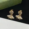 Boucles d'oreilles à breloques Mode Marque De Luxe Designer Classique Strass Perle Abeille Personnalité Internet Célébrité Pop Boucle D'oreille Haut de gamme Bran218D