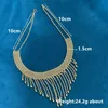 Wedding Jewelry Sets Dubai Gold color Metal Necklace Earrings Set Luxury Tassel Pendant Design Bridal 231012