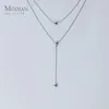 Collane con ciondolo MODIAN Minimalismo Collana a tre strati con perline a forma di Y per donna Collana con catena a maglie in argento sterling 925 Fine Jewelry 231012