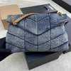 Luxurys Designer Bag LOULOU Puffer Cowboy Bags Blue Black Shoulder Bag denim Top Quality handbags bag Women handbag Fashion Bag Smother cossbody wallet totes 10A