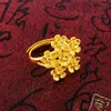 Pierścionki ślubne 24k Wietnam Aluwialne złote kobiety pierścionka delikatne 3D platowane kwiaty regulowane wzory biżuterii