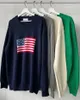 American Flag Men's Polos Shirt Långärmad solid färg Casual Knit Pullover S-XL