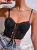 Tanques femininos Chillgio Mulheres Verão Lace-up Camisole Sexy Retro Bohemian Beach Tops Y2K Ins Moda Streetwear Festa Bodycon Floral Lace