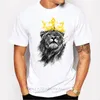 T-shirts Hommes 2023 Chemise Hommes Couronne Lion 3D Blanc Impression T-shirt Mode Animal Casual Manches Courtes O-cou Hipster Tops Harajuku Tee