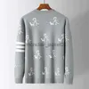 Men's Sweaters Mens Cardigan Luxury TB Fashion Brand Matchstick Jacquard Thom 4 Bar Funmix Sweaters Male V-Neck Striped Street Wear Cardigan J231012