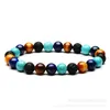 Charm Bracelets 8mm Natural Rock Crystal Beaded Bracelet Glossy/frosted Tiger Eye Lapis Lazuli Turquoise Lava Stone Bangle For Women Man