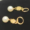 Orecchini a cerchio pendenti con perle da 10 mm in oro giallo 18 carati eleganti da donna Timbro DIY300r