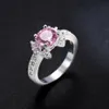 Whole 6 Pcs Lot Luckyshine Daily Jewelry Holiday Gift Fire Flower Pink Cubic Zirconia Gemstone 925 Silver Plated Women Ring NE264B