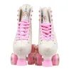 Ice Skates Sepatu seluncur es baris ganda sneaker roller skating kasual kartun empat roda untuk dewasa dan perempuan 231012