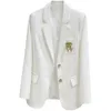 Costumes pour femmes Blazers Blazer blanc veste femmes de haute qualité mode broderie simple boutonnage costume veste dames décontracté bureau formel Blazers manteau 231011