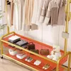 Hängare Metal Portable Clothes Rack Golden Helfs Bedroom Storage Shoe Coat Modern Nordic Arara de Roupa Klädbutik Möbler