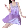 Women's Sleepwear Lady Pajamas Solid Color Smooth Lace Patchwork Night Dress For Wedding