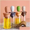 BBQ Tools Accessories Portable Oil Sauce Spice Bottle Dispenser med Sile Brush för matlagning Bakning Smak Kök Kök Matklass Can Dhntd