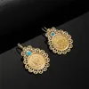 Stud Gold Color Iran Coin Dangle Hoop Earrings For Women Iranian Arab Middle East Jewelry 231012