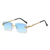 نظارة شمسية 2023 Polygon Rimless Women Retro Snake Decoration Clear Ocean Lens Eyewear Men Sun Glases UV400 Shades