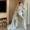 Gelin Peçe Lüks Düğün Peçe 300 cm Dantel Egde Tül Bir Katman Kadın Aksesuarları 2024