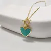 Pendentif Colliers Fuwo 1pcs Collier d'Amazonite naturelle fabriquée à la main Golden OT Boucle Chaîne en forme de coeur Pierre semi-précieuse Cadeau pour femme