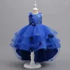 Robes de fille MODX robe Train princesse fleur défilé hôte Piano Ensemble Pompadour soirée dentelle été filles vêtements