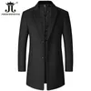 Męskie mieszanki wełny męskie wełniany płaszcz Solidny kolor Slim Wind -Długość Windbreaker ciepła noszenie Business Formal Wear Casual Jacket 231011