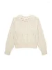 Women's Sweaters Women Sweet Layered Lace Ruffle Round Neck Knitted Pullover Sweater Long Sleeve Faux Pearl Beading Loose Jumper