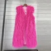 Pelliccia da donna di fascia alta 2023 inverno esteso imitazione spiaggia gilet di lana caldo cappotto da donna presa di fabbrica