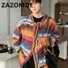 Heren Truien ZAZOMDE Winter Streep Contrast Kleur Mannen Herfst Losse Paar Vest Trui Gebreid Modemerk Jumper Casual Kleding 231011