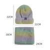 Szaliki damskie zimowe twopiety dzianinowe czapki gradientowe czapka kolorowa z zagęszczonym ciepłym ochroną ucha szalik zimny dowód 2024 231012