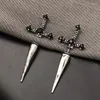 Ohrstecker 1 Paar Gothic Kinitial Schwert für Frauen Vintage Coole Punk Kristall Ohrjacke Goth Dolch Schmuck Geschenk Männer