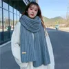 Scarves Solid color wool scarf female Korean version cute girl autumn winter thick warm knit neck Ring 231012