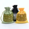 Present Wrap 50st Jute Packaging Bag 3.9 "X5.5" Party Candy Favor Sack Linen Drawstring Pouch Smycken för örter