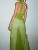 Casual klänningar avodova kvinnors sommarlånga mager klänning grön ärmlös hängande nacke ren klubbkläder