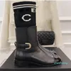 2023-botas saltos três maneiras de usar deslizamento com metal pele de carneiro designer estiramento bota chelsea rainboot redondo dedos cavaleiro neve