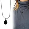 Pendentif Colliers Hip Hop Charm Collier Unique Pierre Noire Clavicule Chaîne Bijoux