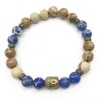 SN1281 Ensemble de bracelets tête de bouddha de créateur tendance, jaspe photo, Bracelet Regalite bleu foncé, arbre de vie, bijoux en pierre naturelle 286v