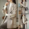 Jaquetas femininas elegante casaco trespassado para senhoras cardigan jaqueta de lã de comprimento médio duplo ou outono/inverno